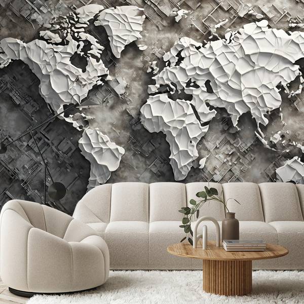 Papier peint carte du monde 3D 100 x 70 cm