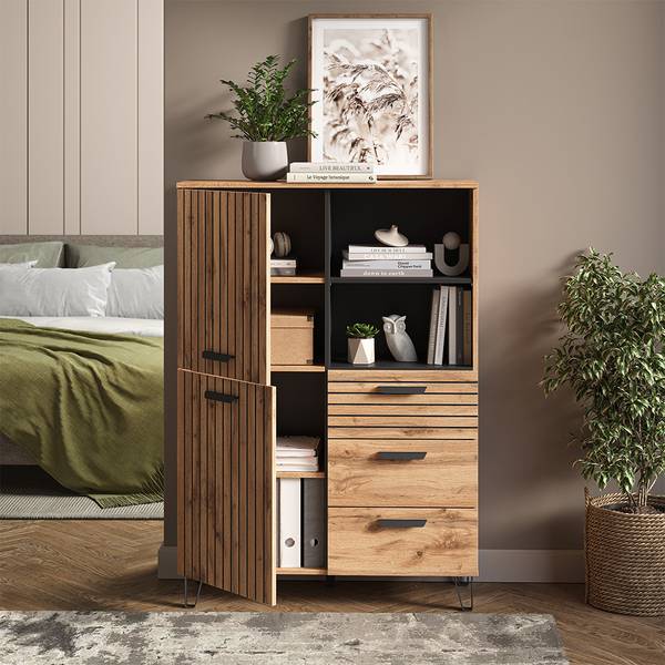 Garderobe Amber 55547 Braun - Holzwerkstoff - 100 x 142 x 38 cm