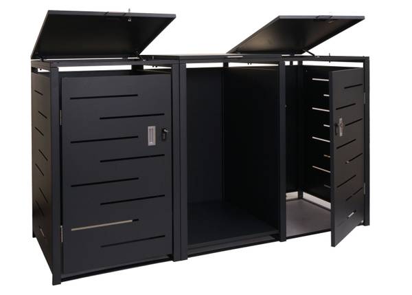 Mülltonnenverkleidung E83-B (2er) Grau - Stahl - 198 x 117 x 82 cm