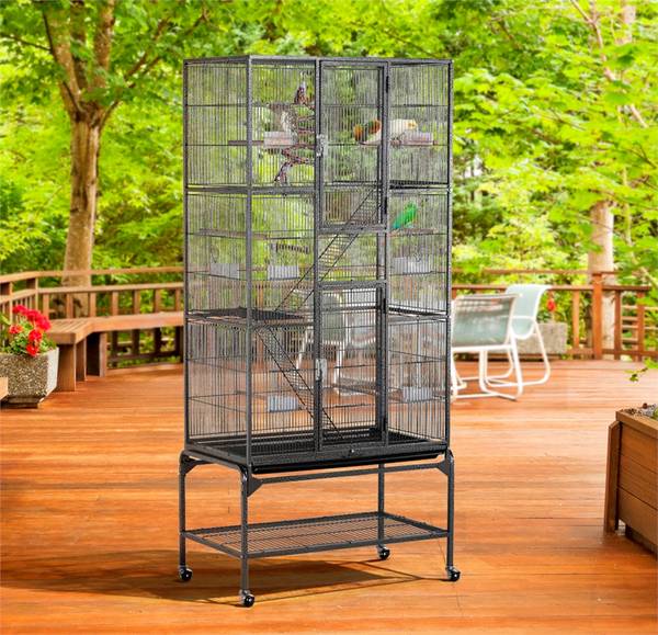 Vogelkäfig ARE70 Schwarz - Metall - 81 x 176 x 47 cm