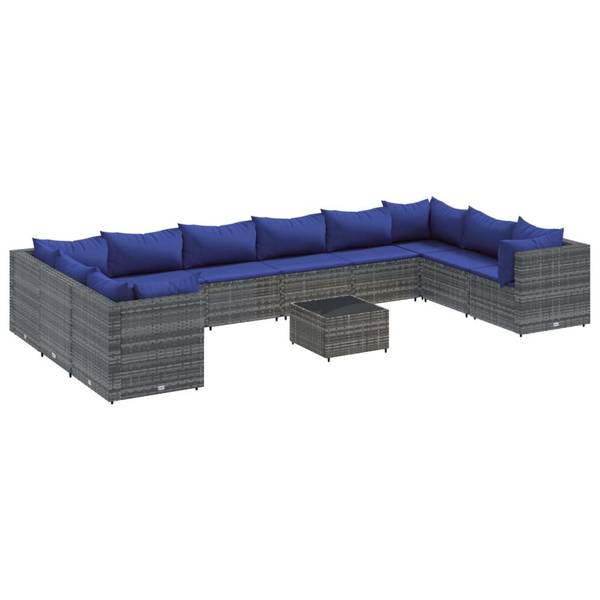Garten-Lounge-Set 3043059-5 (11-teilig) Blau - Grau - Stahl - 63 x 57 x 63 cm