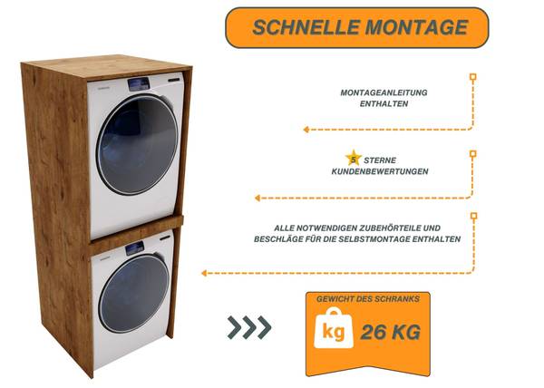 Waschmaschinenschrank Pola Braun - Tiefe: 65 cm