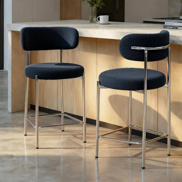 Barhocker NOVA 2er-Set Blau - Webstoff - 52 x 96 x 53 cm