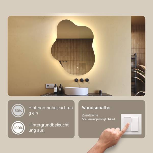 LED-spiegel MAG093 Spiegelglas - 74 x 94 x 1 cm