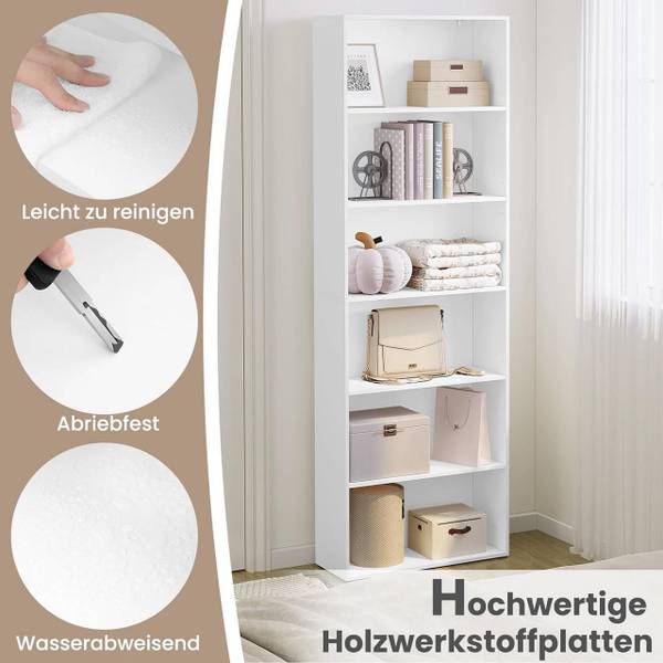 Bücherregal Natalie Weiß - Holzwerkstoff - 60 x 180 x 23 cm