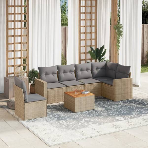 Loungeset 3035704-3 (7-delig) beige - grijs - polyester - staal - 62 x 69 x 62 cm
