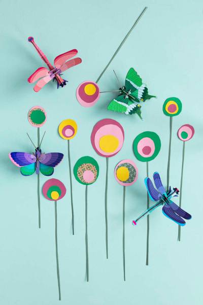 Wandobjekt Jade-Schmetterling Blau - Grün - Naturfaser - Papier - 14 x 6 x 15 cm