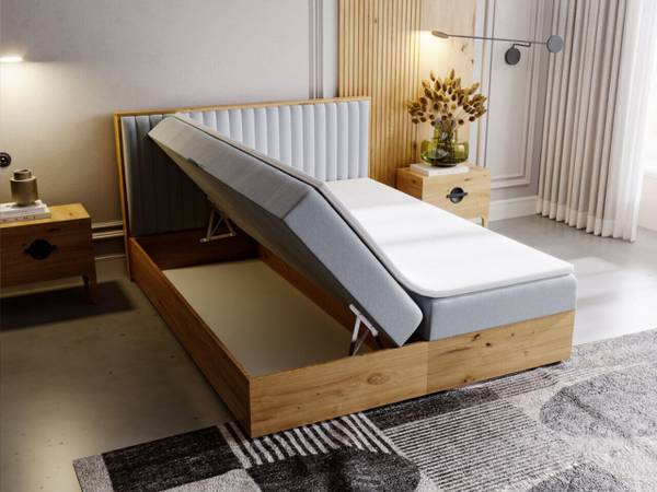 Boxspringbett FOREST Hellgrau - Liegefläche Breite: 180 cm