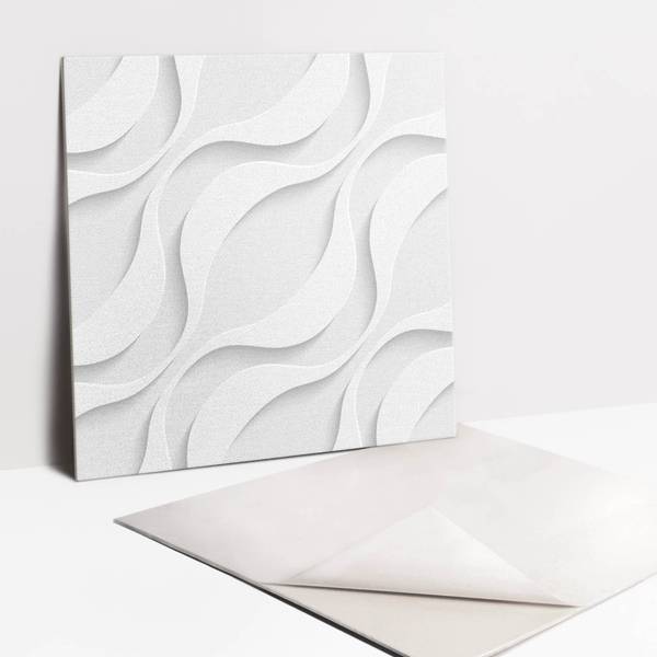 Selbstklebende Fliesen (9 St.) Wellen Grau - Polyester PVC - 30 x 30 x 1 cm