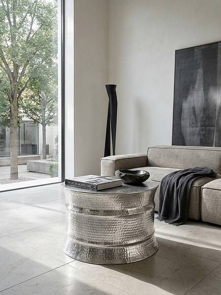 Couchtisch ENNS mit Ringprofil Silber - Aluminium - 62 x 41 x 62 cm