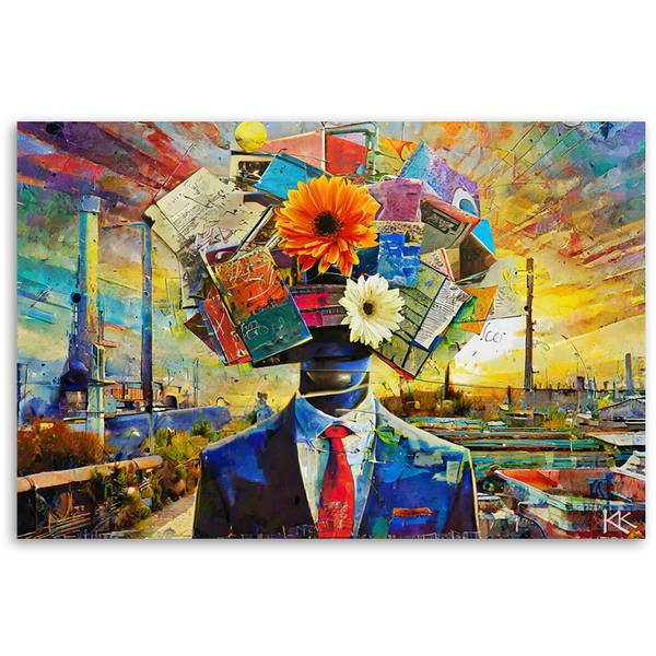 Wandbild kopf voller gedanken 100 x 70 cm