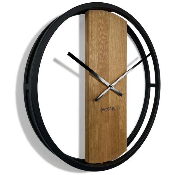 Wanduhr LOFTEICHE Schwarz - Eiche - 50 x 50 cm