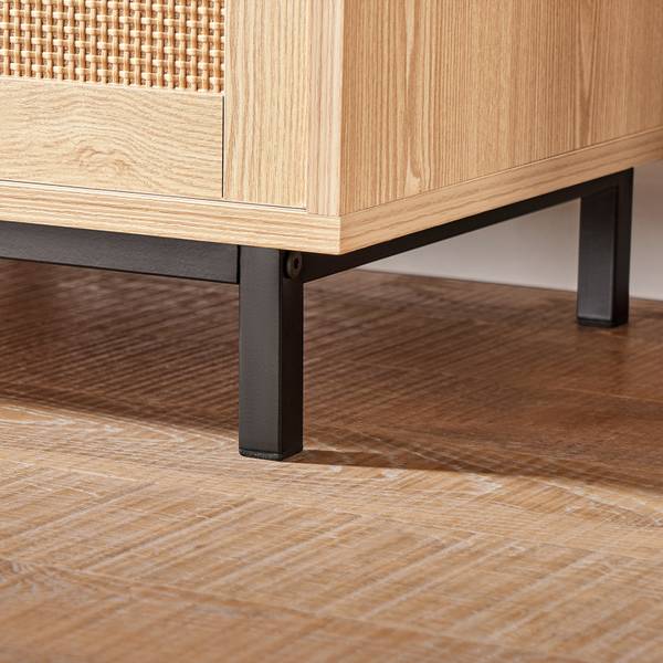 Schuhbank FSR154-N Braun - Holzwerkstoff - Metall - Rattan - 110 x 49 x 40 cm