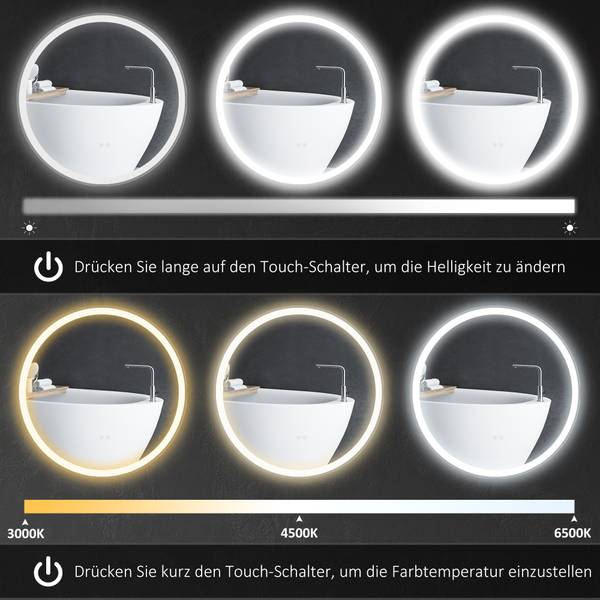Badspiegel BB6230 Weiß - Glas - Metall - 3 x 60 x 60 cm