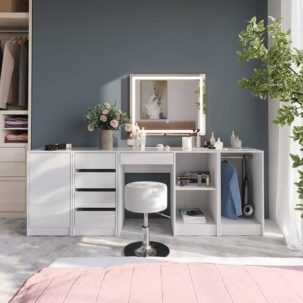 Coiffeuse Sherry 57699 Blanc - Bois manufacturé - 90 x 76 x 51 cm