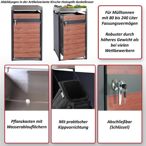 Afvalbakbekleding J82 (1 stuk) bruin - staal - 68 x 125 x 80 cm