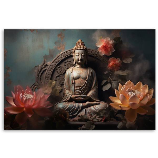 Fototapete Buddha Zen Blumen 450 x 315 cm