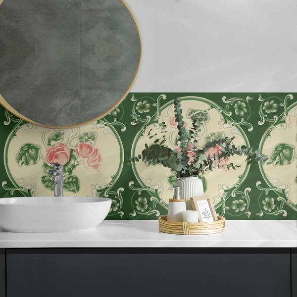 Fliesen Blatt Design 4er Set 50 x 50 cm