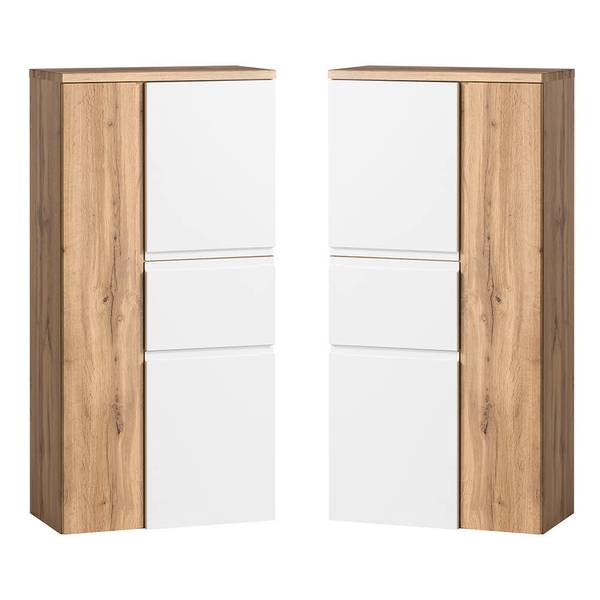 Badmöbel-Set VASTO-03-43 3er-Set Weiß - Spiegelglas - 165 x 200 x 35 cm