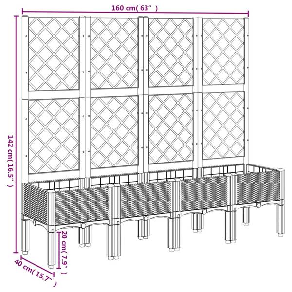 Pflanzgefäß 3033702-2 Braun - 40 x 160 cm