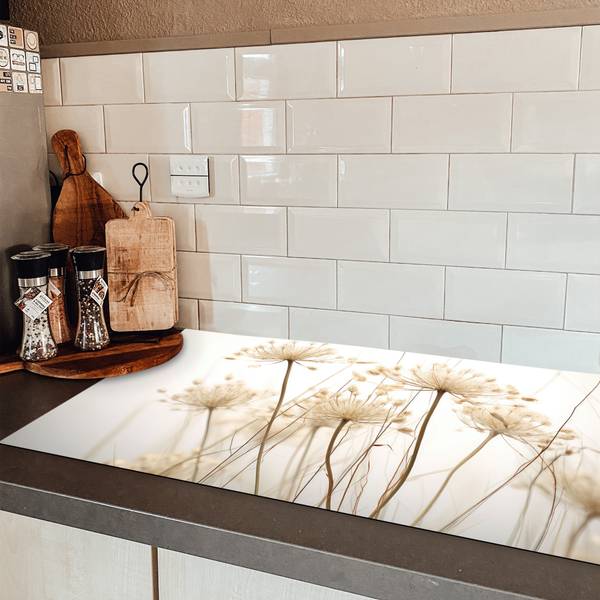 Herdabdeckplatte Blumen 90 x 52 cm