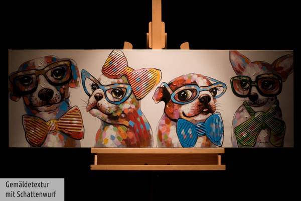 Tableau peint à la main Chiens Portraits Coton - 120 x 40 x 4 cm