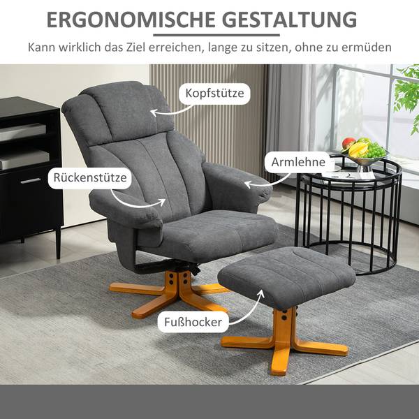 Relaxsessel 83B-111V00CG Grau - Textil - 80 x 104 x 79 cm