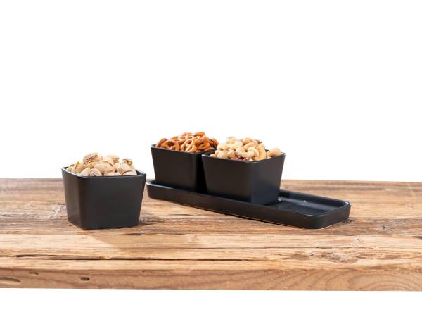 Set pour snacks et trempettes Noir - Céramique - 31 x 10 x 8 cm
