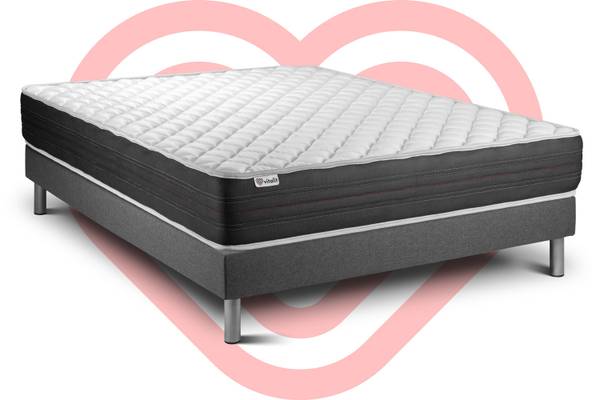 Bettgestell und Matratze VITALMEMO ONE Grau - Massivholz - 135 x 53 x 200 cm