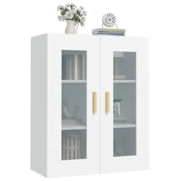 Hangkast 3014136 wit - plaatmateriaal op houtbasis - glas - 69 x 90 x 34 cm