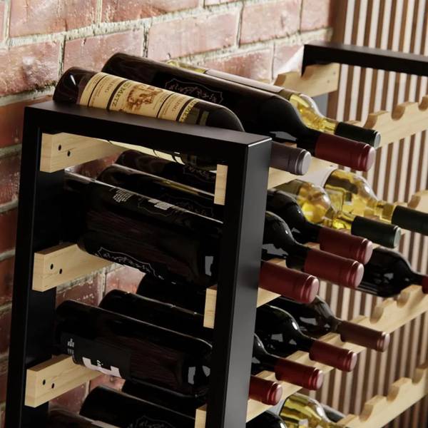 Weinregal Loft Schwarz - Braun - Kiefer - Stahl - 118 x 118 x 27 cm