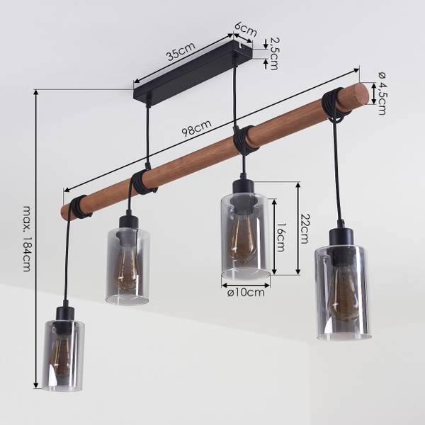 Deckenleuchte Bovo Grau - Aluminium - Klarglas - 10 x 184 x 98 cm