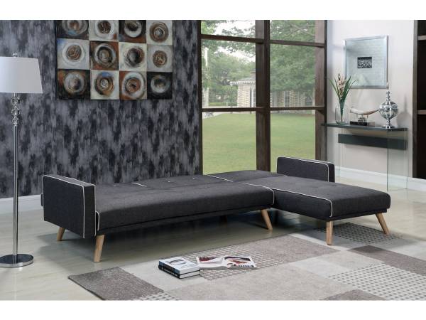 Ecksofa jules Grau - Textil - 148 x 75 x 275 cm