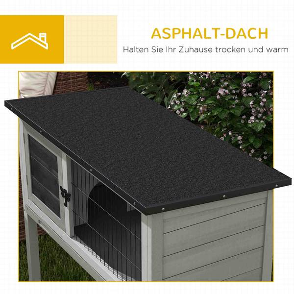 Konijnenhok D51-119V00GY grijs - massief hout - 43 x 70 x 84 cm