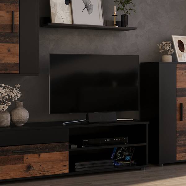 Wandmeubel Berno 53279 antracietkleurig - rustieke eikenhouten look