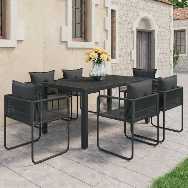 Eetset 3004876-3 set van 7 zwart - Diepte: 150 cm