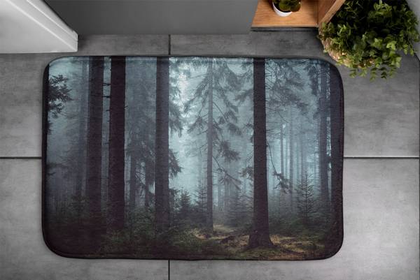 Badteppich Wald-Nebel Schwarz - Textil - 90 x 60 x 90 cm
