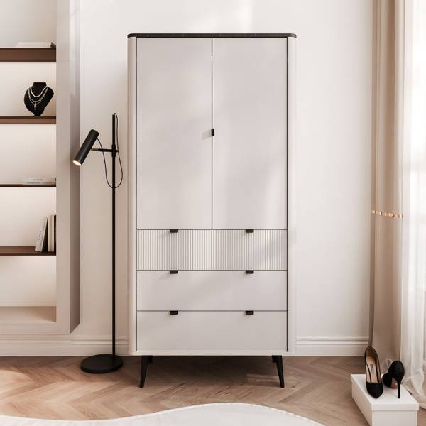 Kleiderschrank NAVANI Beige - Steingrau