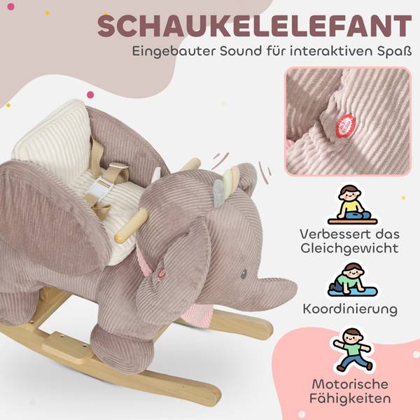 Schaukelpferd 330-208V00BN Braun - Textil - 32 x 49 x 65 cm
