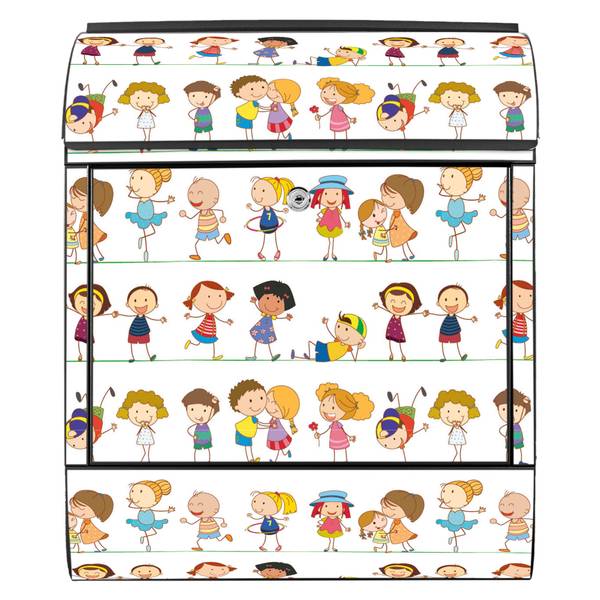 Briefkasten Stahl Kinder Schwarz - Stahl - 38 x 46 x 13 cm