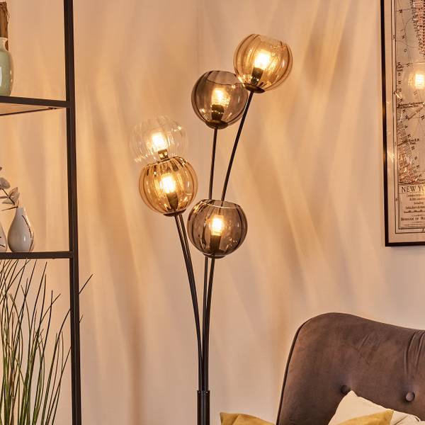 Stehlampe Cesaro Grau - Orange - Aluminium - Klarglas - 35 x 169 x 35 cm