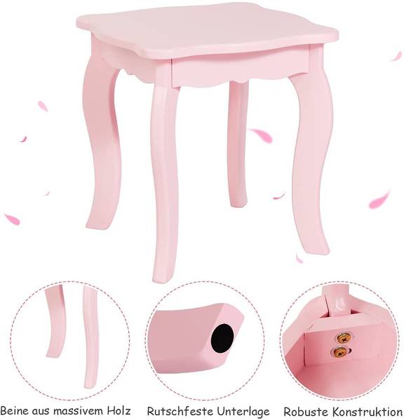 Kinder 2 in 1 Schminktisch Set Pink - Holzwerkstoff - 34 x 96 x 70 cm