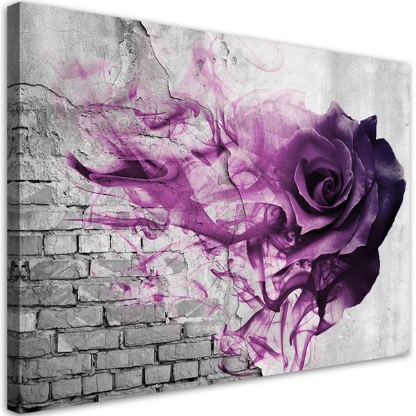 Tableau déco rose mur de briques 100 x 70 cm