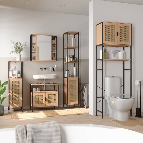 Meuble salle de bain Linara 60735 Noir - Marron - Bois manufacturé - 30 x 110 x 30 cm