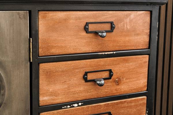 Sideboard NAUTILUS Schwarz - Braun - Grau - Kristallglas - 105 x 79 x 32 cm
