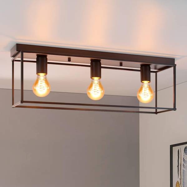 Deckenleuchte Ignaz 3-flammig Schwarz - Metall - 15 x 20 x 60 cm