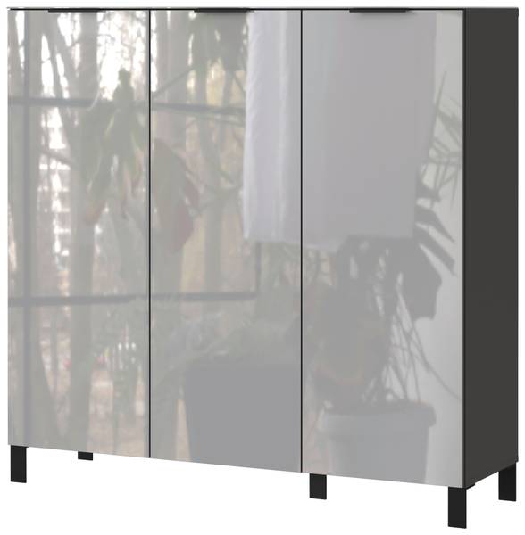 Schuhschrank CEDUNA Grau - Holzwerkstoff - Glas - 131 x 128 x 40 cm