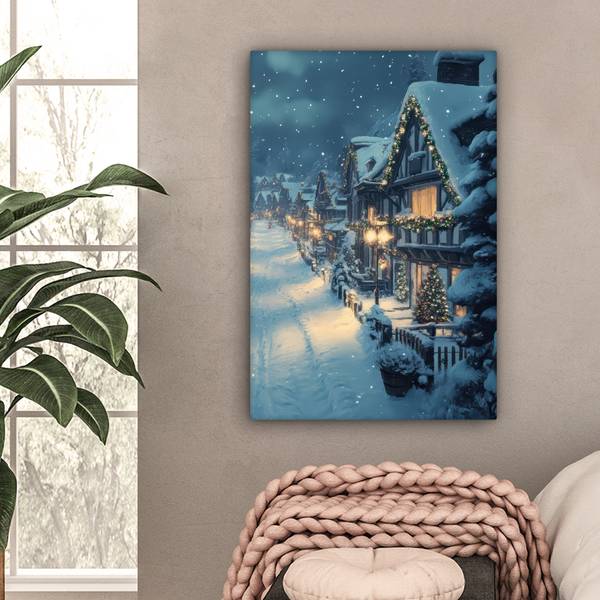 TABLEAU SUR TOILE Village de Noël 60 x 90 cm