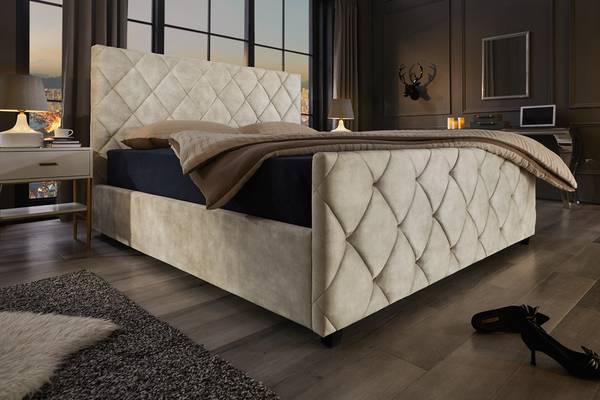 Boxbett ELYSIUM Beige - Samt - 155 x 125 x 220 cm
