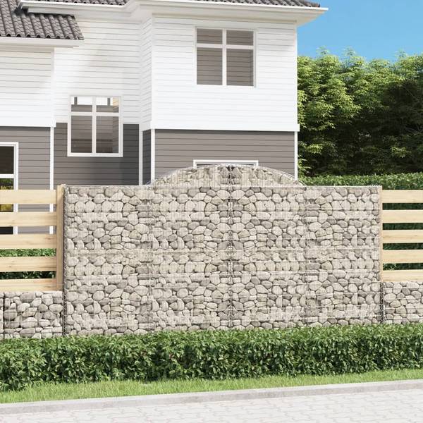 Gabione mit Hochbogen XT8088 Silber - Holz teilmassiv - 30 x 160 x 300 cm